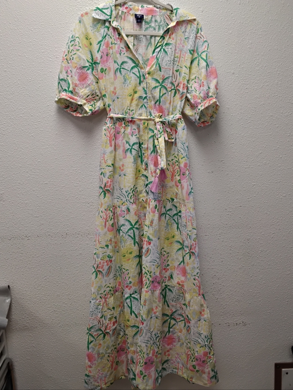 Roller Rabbit for Target Maxi Dress in White, Pink, Yellow & Green